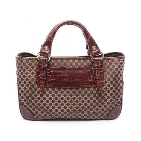 CELINE Boogie Macadam 手提包 帆布 皮革 棕色 二手 女款