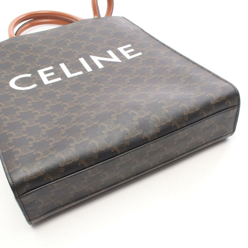 CELINE 小號 Vertical Cabas Triomphe 手提包 191542 帆布皮革棕色二手-4
