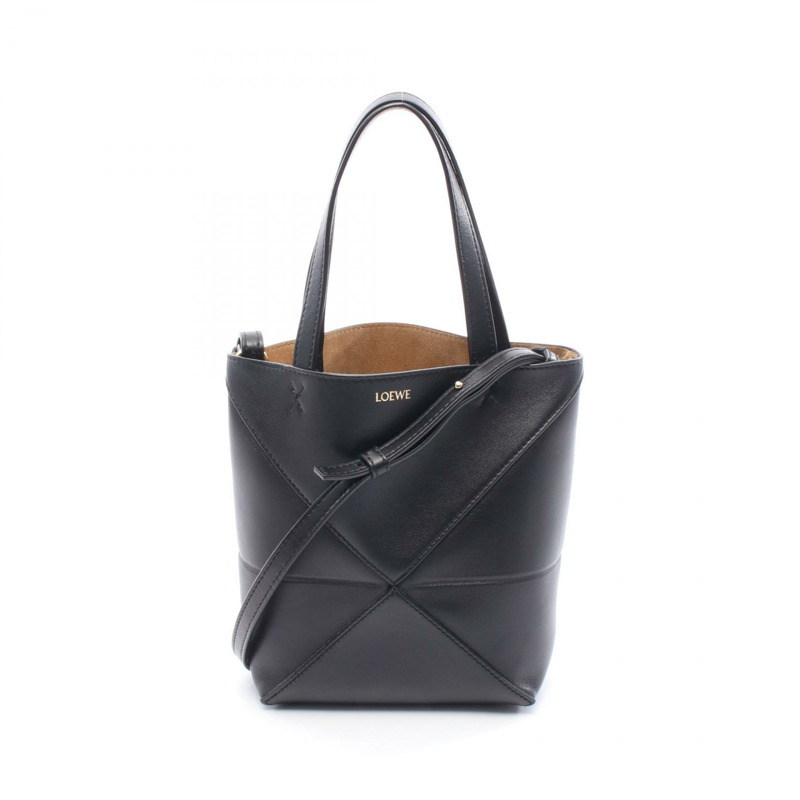 LOEWE Puzzlefold 迷你兩用單肩包 CIL0010896751 皮革黑色二手-0
