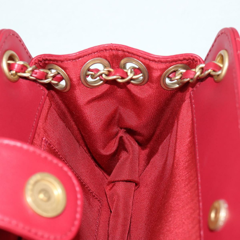 【日本直送】香奈兒 Matelasse 鏈條單肩包 小羊皮 紅金 CC 正品 135819M-21