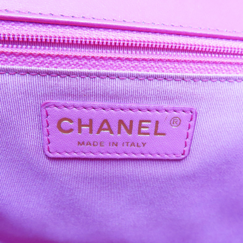 桃紅色 羊皮 鍊帶 肩背包 金扣【CHANEL 香奈兒】-5
