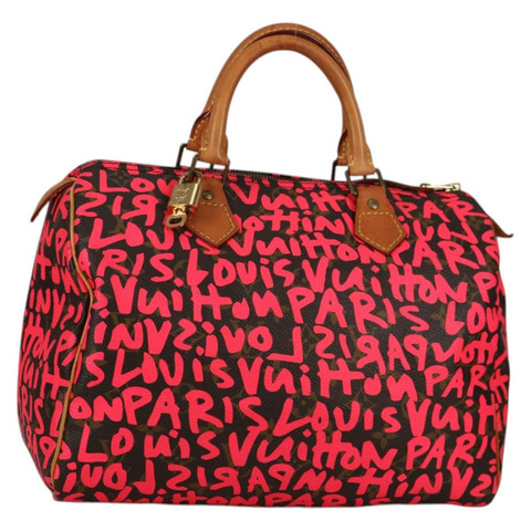 路易威登 Monogram Graffiti Speedy 30 手提包粉紅色 M93704 LV 正品 136297V