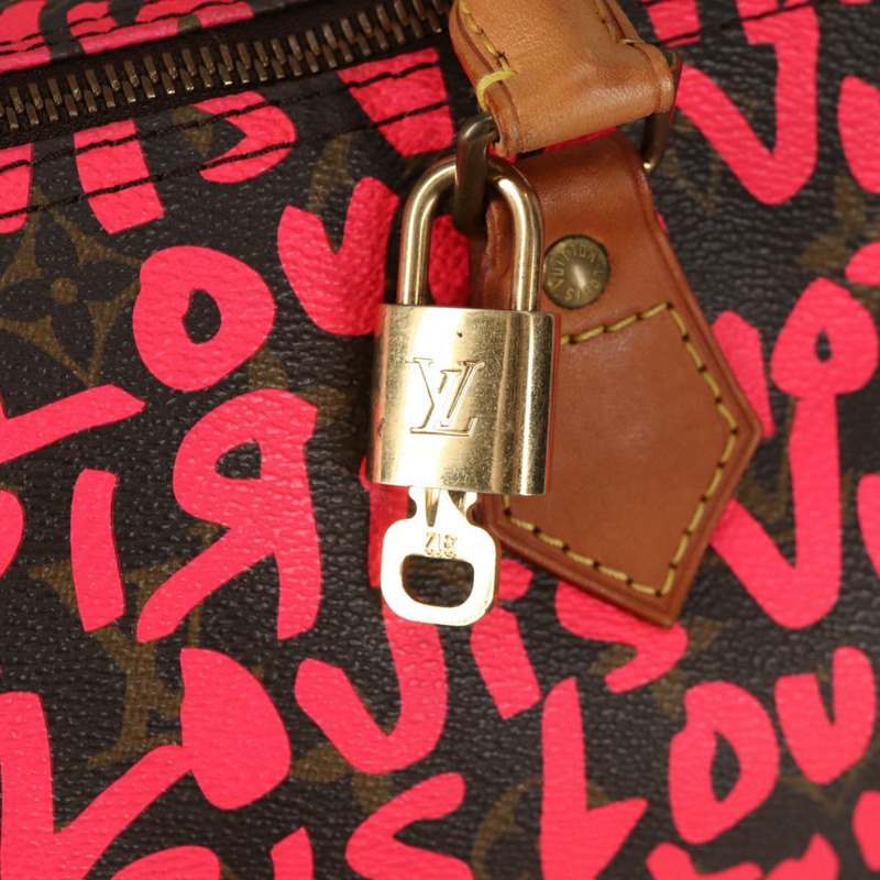 【日本直送】路易威登 Monogram Graffiti Speedy 30 手提包粉紅色 M93704 LV 正品 136297V-18