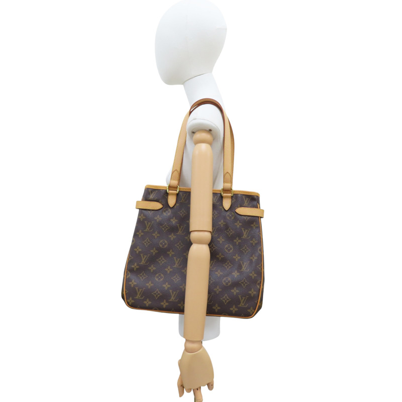 棕色 原花帆布 Batignolles Vertical 肩背包【LOUIS VUITTON LV 路易威登】 M51153-7