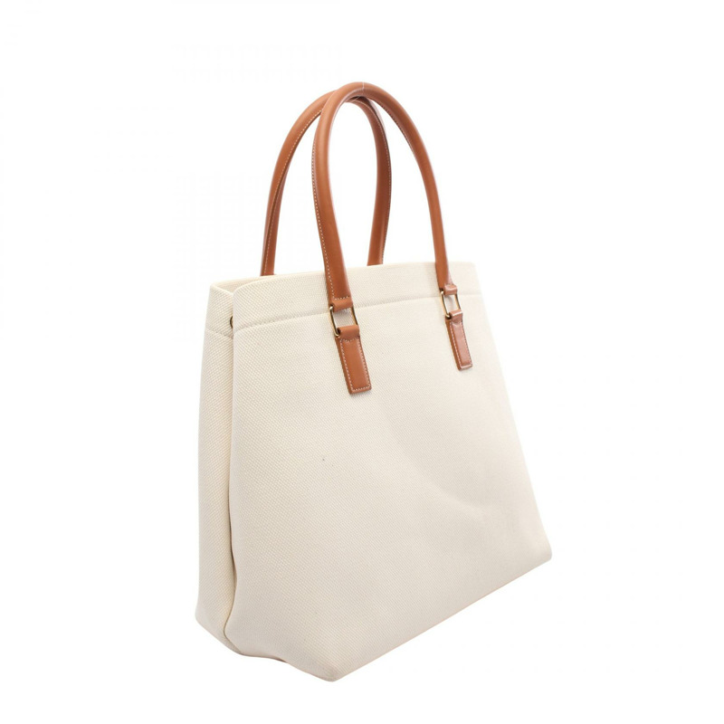CELINE Horizontal Cabas 手提包 192162BNZ.02NT 帆布皮革白棕色二手-1
