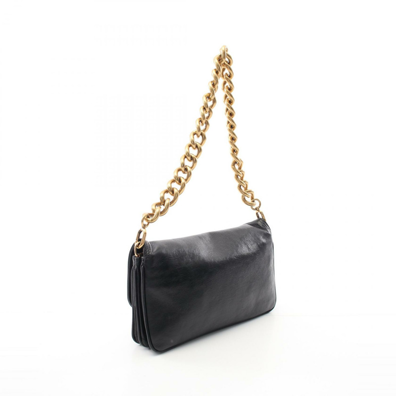 BALENCIAGA BB SOFT 小號斜背鏈條單肩包 748598 皮革黑色二手-1