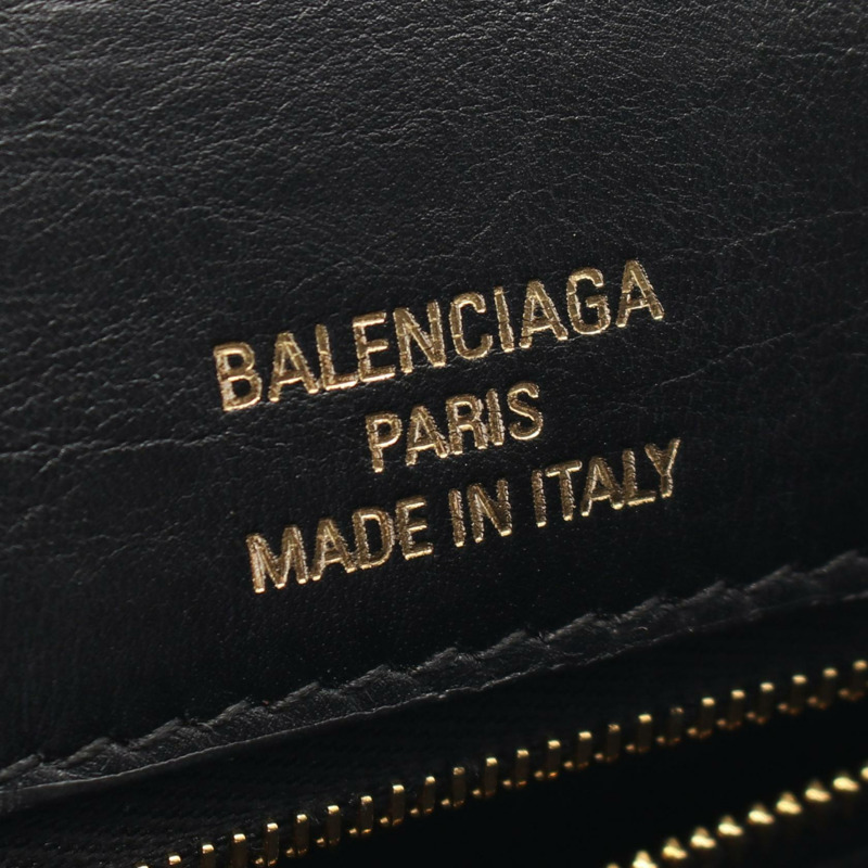 BALENCIAGA BB SOFT 小號斜背鏈條單肩包 748598 皮革黑色二手-3