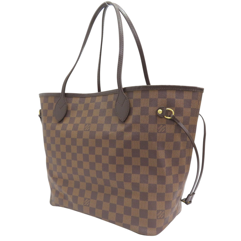 棕色 棋盤格帆布 Neverfull MM 托特包【LOUIS VUITTON LV 路易威登】 N51105-2