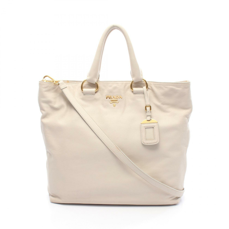 PRADA VIT.DAINO 2Way 單肩托特包 BN1713 皮革 米色 二手 女款-0
