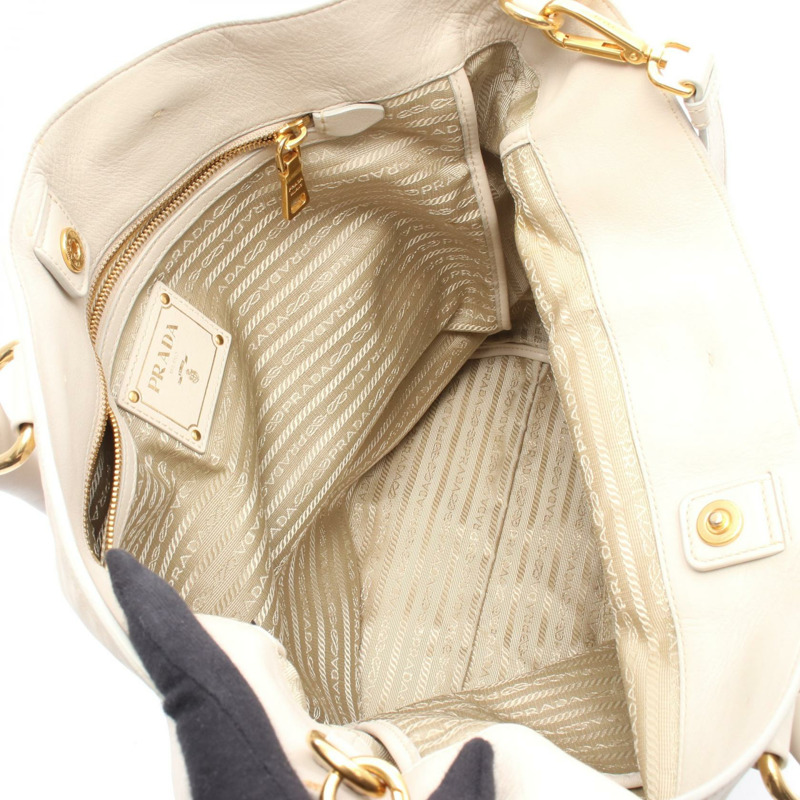PRADA VIT.DAINO 2Way 單肩托特包 BN1713 皮革 米色 二手 女款-2