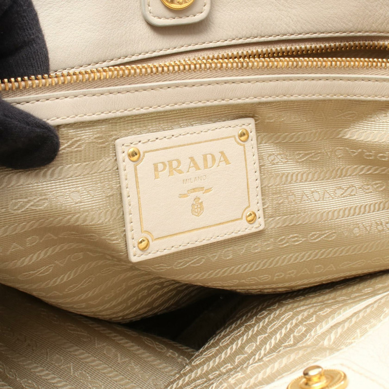 PRADA VIT.DAINO 2Way 單肩托特包 BN1713 皮革 米色 二手 女款-3
