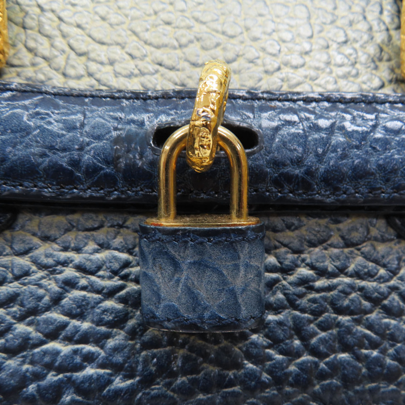 藍色 條紋牛仔布 牛皮 兩用包 金扣【LOUIS VUITTON 路易威登】 M95422-16