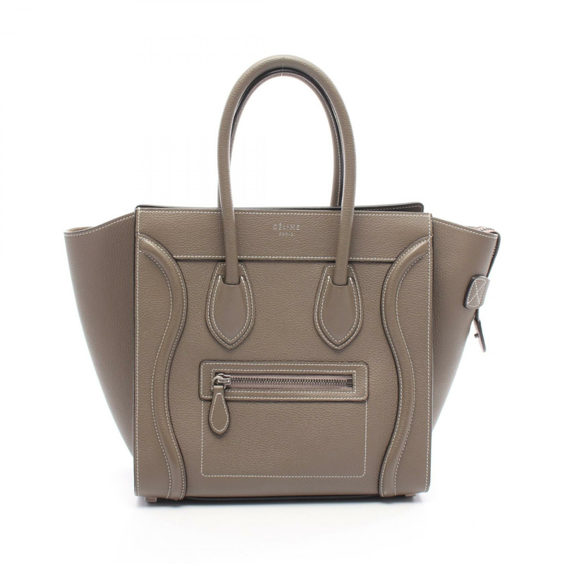 CELINE Luggage 迷你購物托特包 手提包 167793 皮革 棕色 二手 女款-0