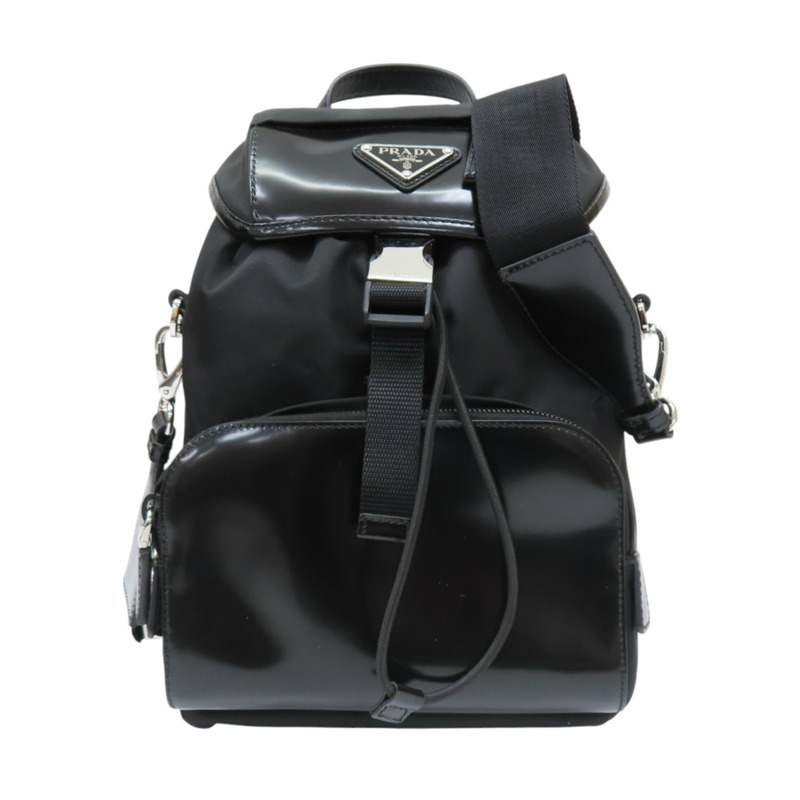黑色尼龍 牛皮 Re-Nylon 兩用包 銀扣 2VZ107【PRADA 普拉達】 2VZ107-0