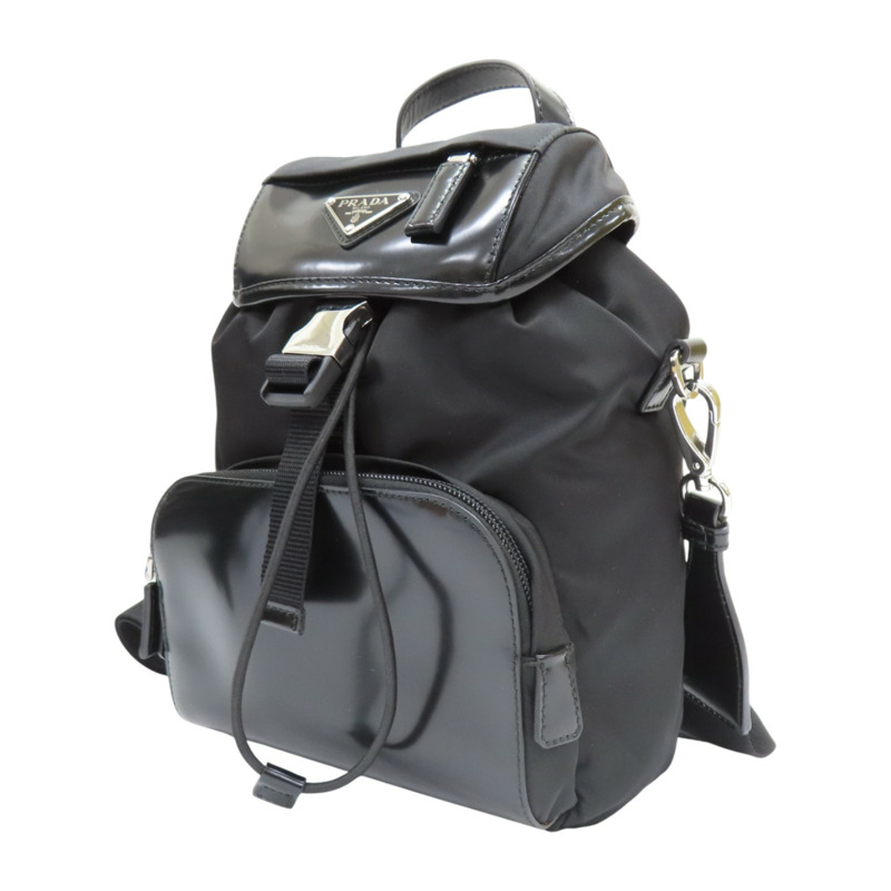 黑色尼龍 牛皮 Re-Nylon 兩用包 銀扣 2VZ107【PRADA 普拉達】 2VZ107-2