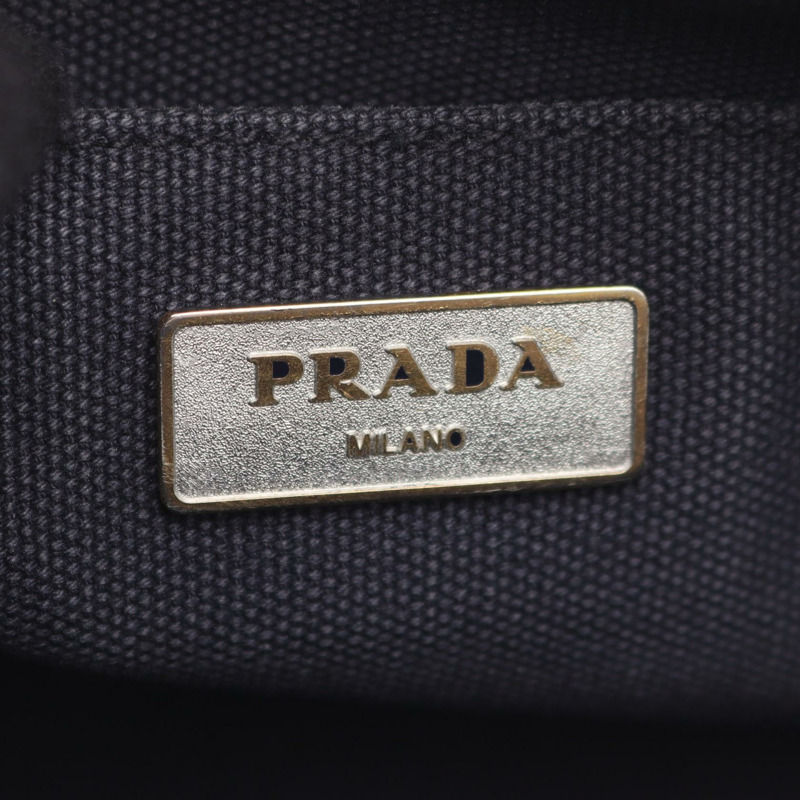 PRADA Canapa 2Way 斜背包 單肩托特包 1BG439 帆布 海軍藍 二手-3
