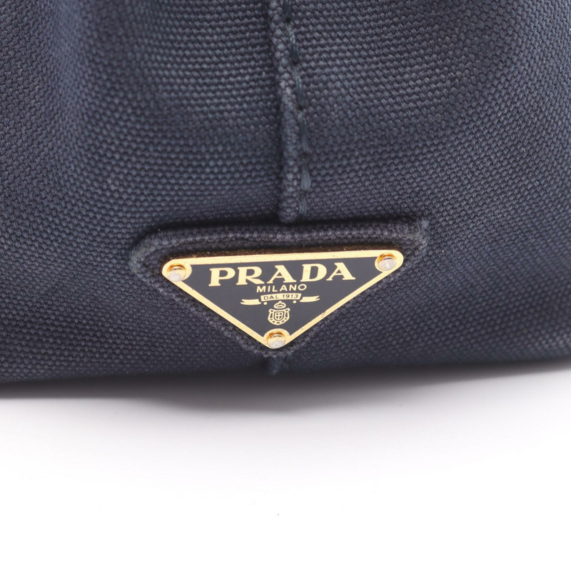 PRADA Canapa 2Way 斜背包 單肩托特包 1BG439 帆布 海軍藍 二手-4