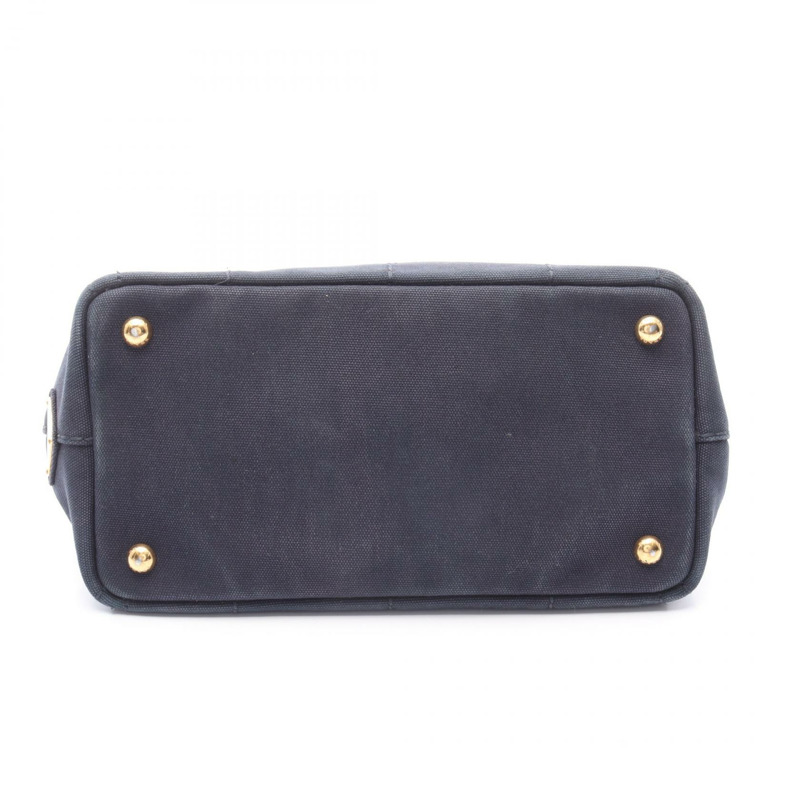PRADA Canapa 2Way 斜背包 單肩托特包 1BG439 帆布 海軍藍 二手-5