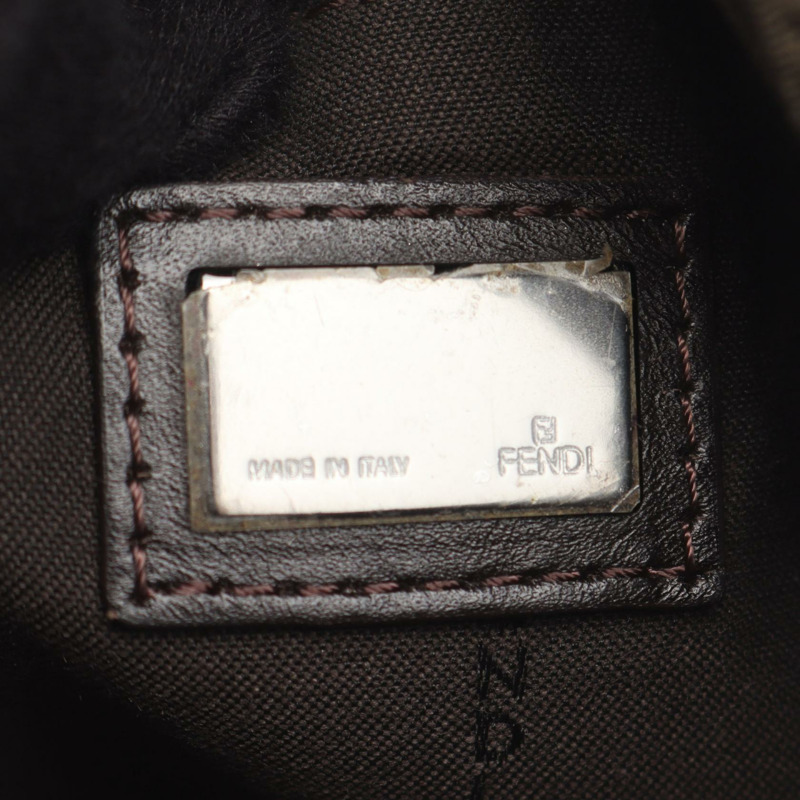 FENDI Zucchino 單肩包 8BT075 帆布 皮革 棕色 二手 女士-3
