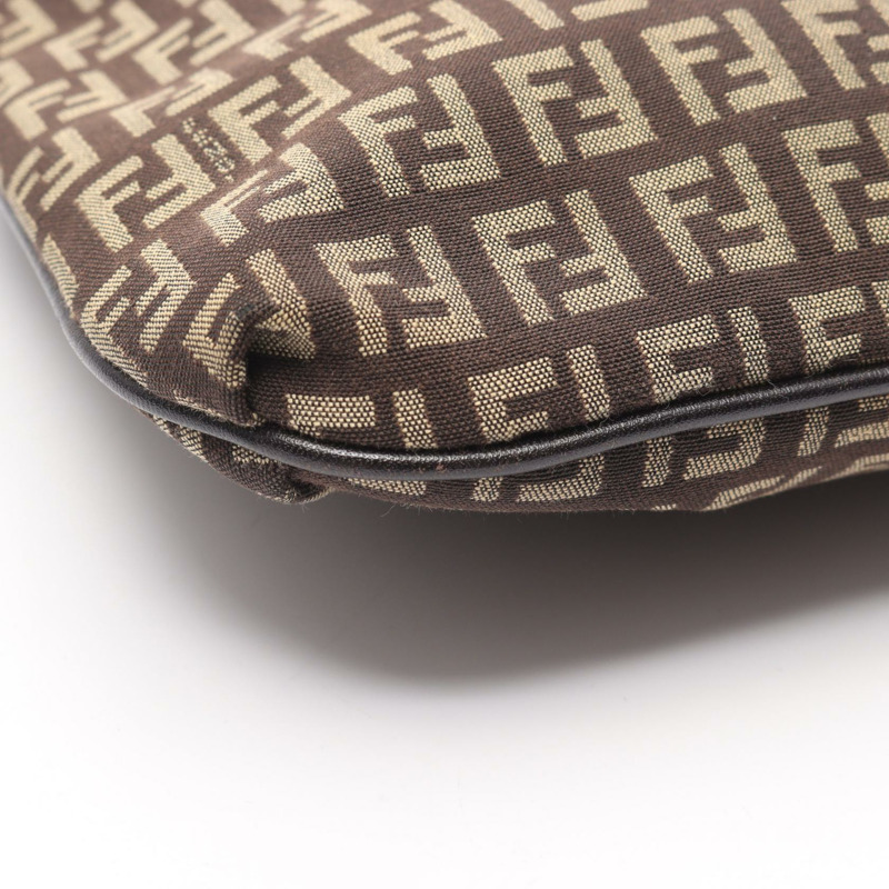 FENDI Zucchino 單肩包 8BT075 帆布 皮革 棕色 二手 女士-4