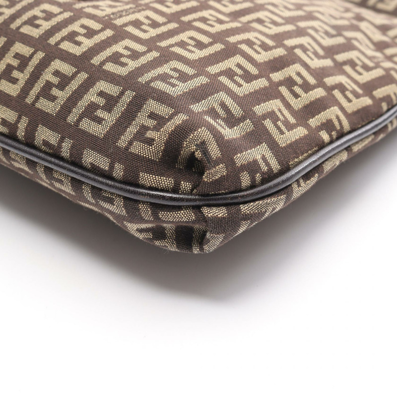 FENDI Zucchino 單肩包 8BT075 帆布 皮革 棕色 二手 女士-5