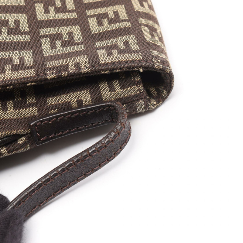 FENDI Zucchino 單肩包 8BT075 帆布 皮革 棕色 二手 女士-9