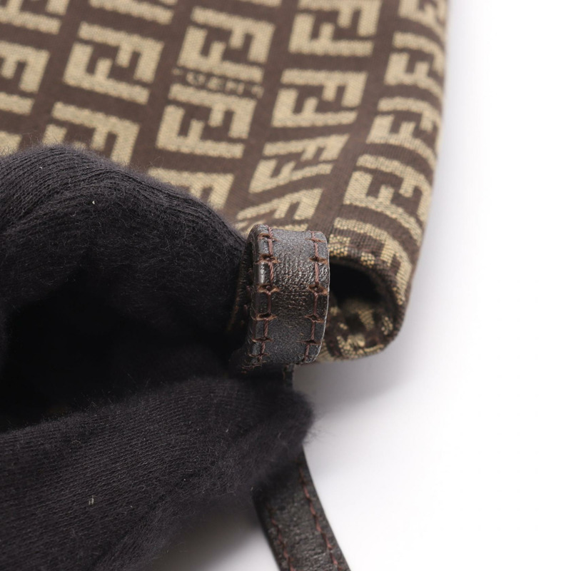 FENDI Zucchino 單肩包 8BT075 帆布 皮革 棕色 二手 女士-10