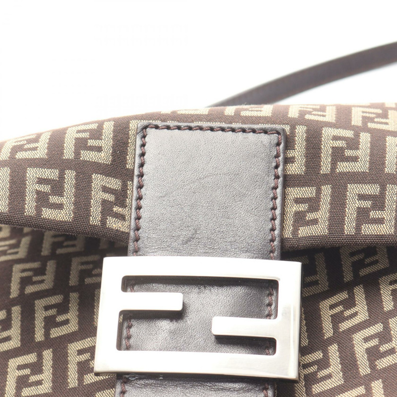 FENDI Zucchino 單肩包 8BT075 帆布 皮革 棕色 二手 女士-11