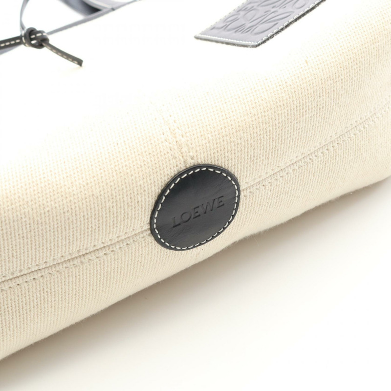 LOEWE CUSHION TOTE 小號包 330.02AA93 帆布皮革米色黑色二手女款-7