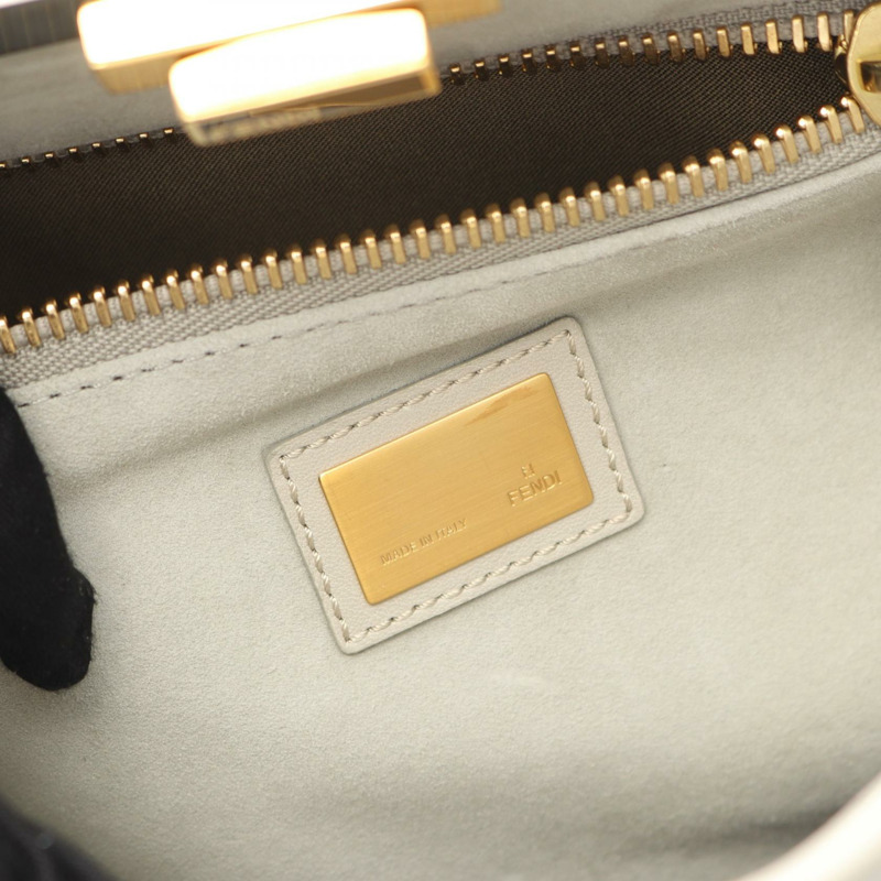 FENDI Peekaboo 常規單肩包 手提包 8BN226 皮革 灰色 二手 女士-3