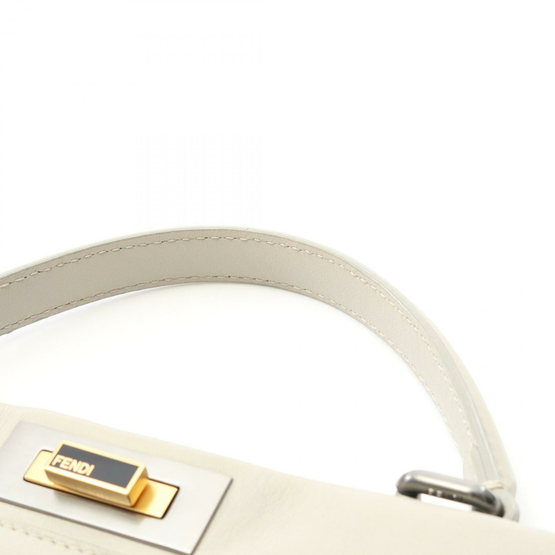 FENDI Peekaboo 常規單肩包 手提包 8BN226 皮革 灰色 二手 女士-8