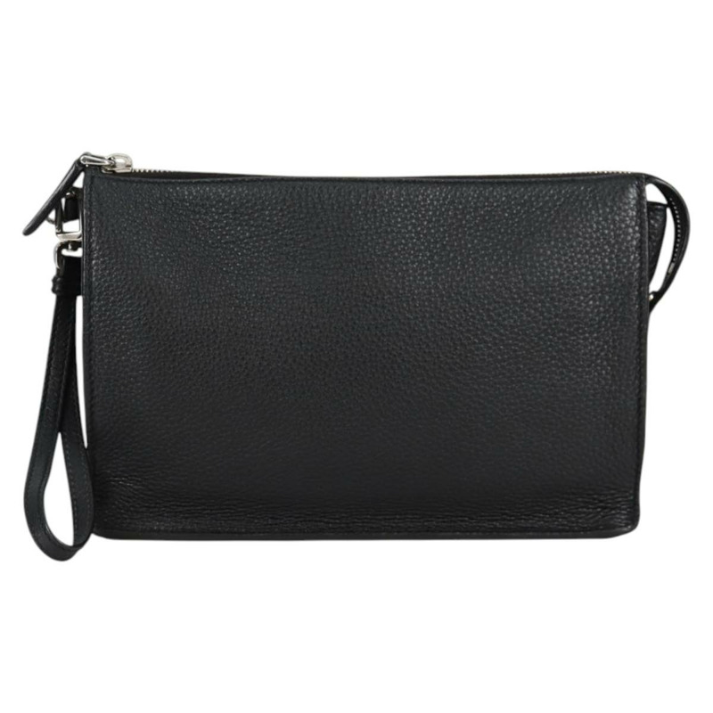 【日本直送】PRADA 手拿包 皮革 黑色銀色 2VF006 正品 yk19468V-1