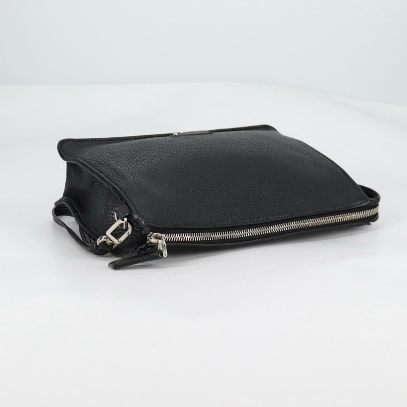 【日本直送】PRADA 手拿包 皮革 黑色銀色 2VF006 正品 yk19468V-4
