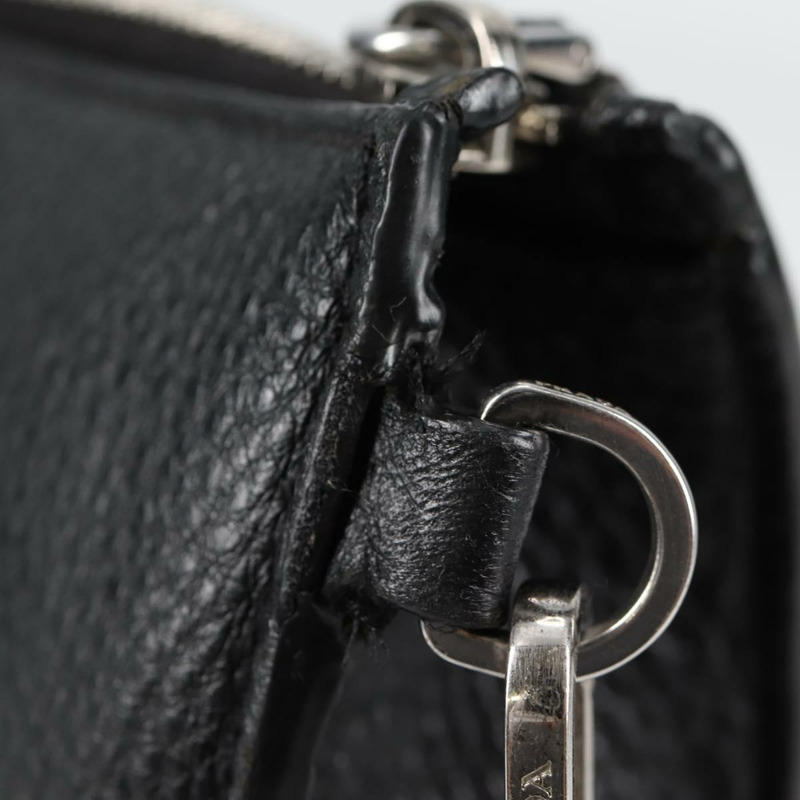 【日本直送】PRADA 手拿包 皮革 黑色銀色 2VF006 正品 yk19468V-7