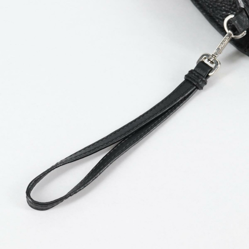 【日本直送】PRADA 手拿包 皮革 黑色銀色 2VF006 正品 yk19468V-9