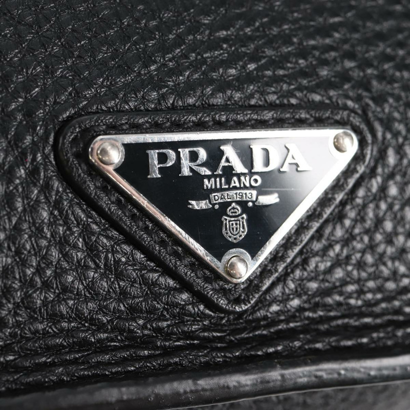 【日本直送】PRADA 手拿包 皮革 黑色銀色 2VF006 正品 yk19468V-16