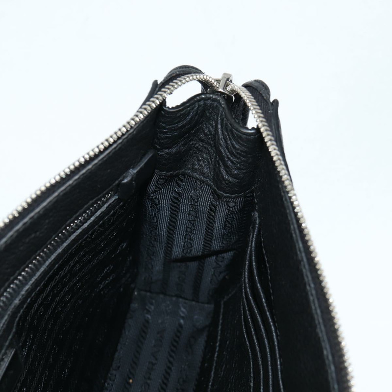 【日本直送】PRADA 手拿包 皮革 黑色銀色 2VF006 正品 yk19468V-19