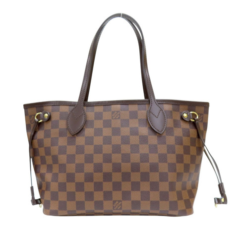 棕色 棋盤格帆布 Neverfull PM 肩背包 N51109 金扣【LOUIS VUITTON 路易威登】 N51109
