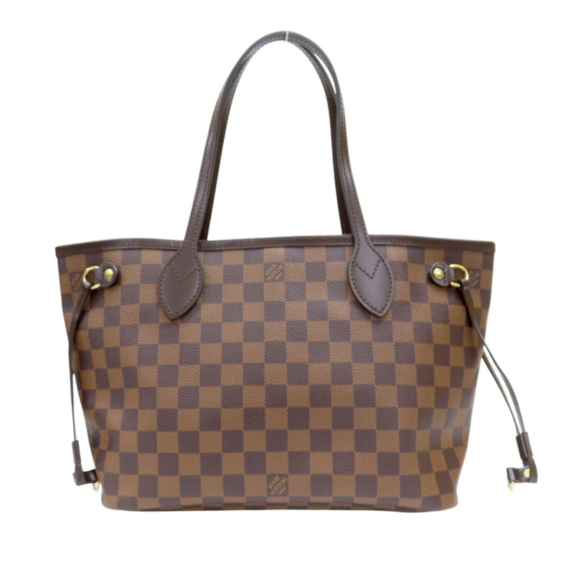 棕色 棋盤格帆布 Neverfull PM 肩背包 N51109 金扣【LOUIS VUITTON 路易威登】 N51109-0