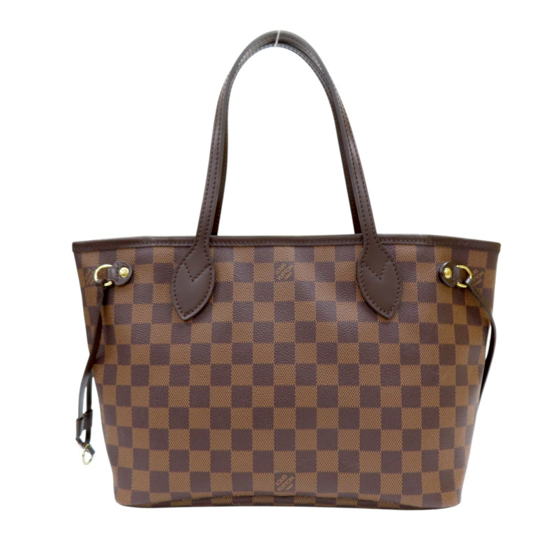 棕色 棋盤格帆布 Neverfull PM 肩背包 N51109 金扣【LOUIS VUITTON 路易威登】 N51109-1