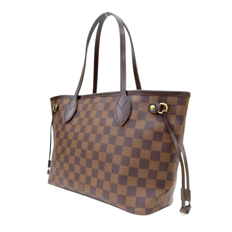 棕色 棋盤格帆布 Neverfull PM 肩背包 N51109 金扣【LOUIS VUITTON 路易威登】 N51109-2