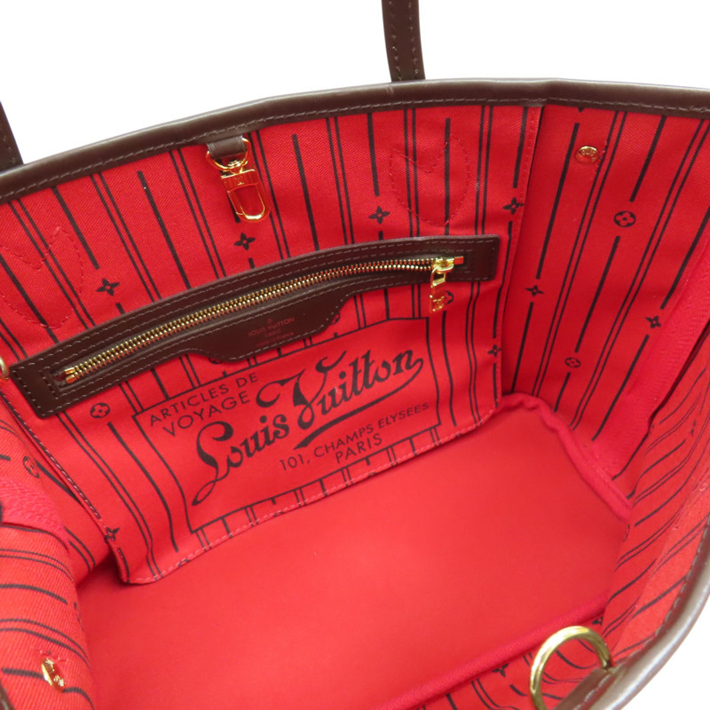 棕色 棋盤格帆布 Neverfull PM 肩背包 N51109 金扣【LOUIS VUITTON 路易威登】 N51109-4