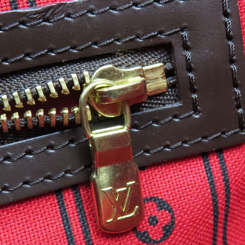 棕色 棋盤格帆布 Neverfull PM 肩背包 N51109 金扣【LOUIS VUITTON 路易威登】 N51109-13