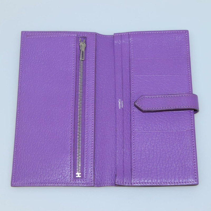 【日本直送】HERMES Bean Souffl 皮夾 淺紫色 正品 yk19464V-8