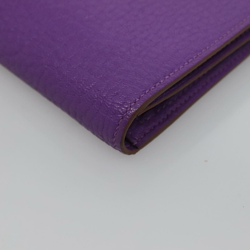 【日本直送】HERMES Bean Souffl 皮夾 淺紫色 正品 yk19464V-14