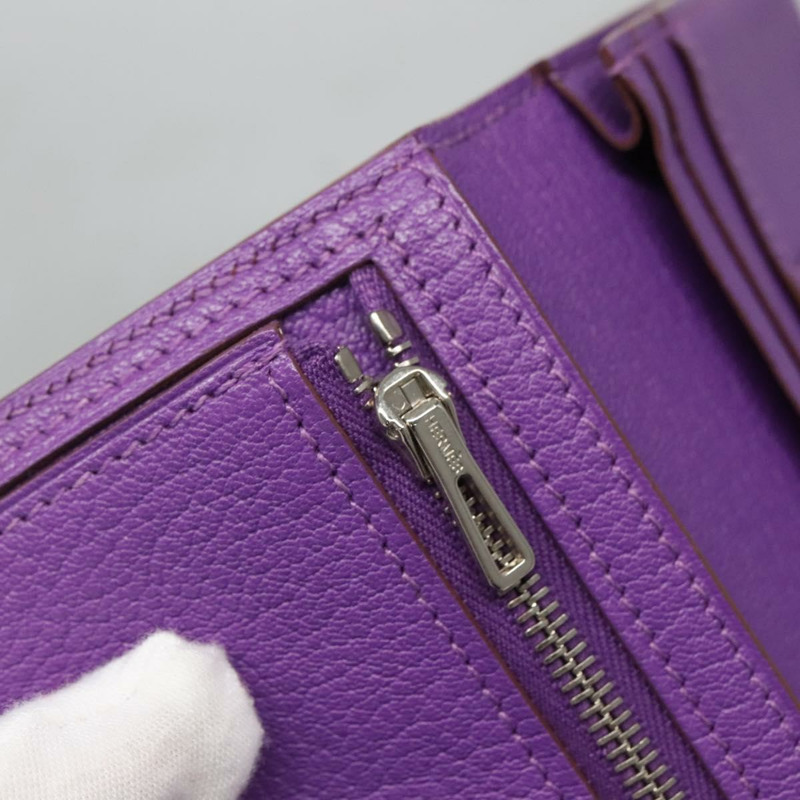 【日本直送】HERMES Bean Souffl 皮夾 淺紫色 正品 yk19464V-16