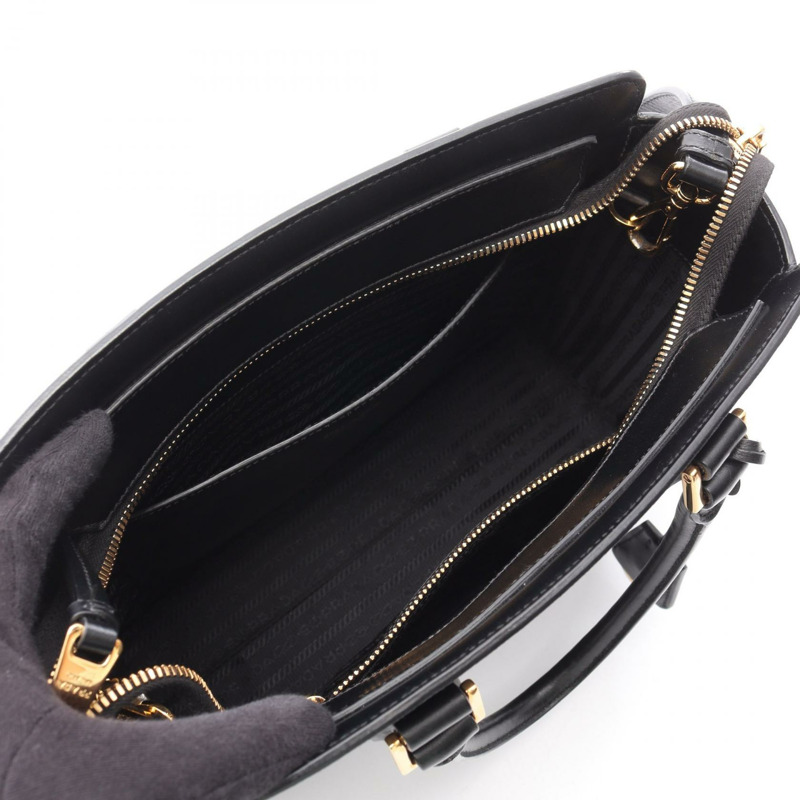 PRADA SAFFIANO + SOFT CALF 單肩包 女士 Saffiano 皮革 黑色 二手-2
