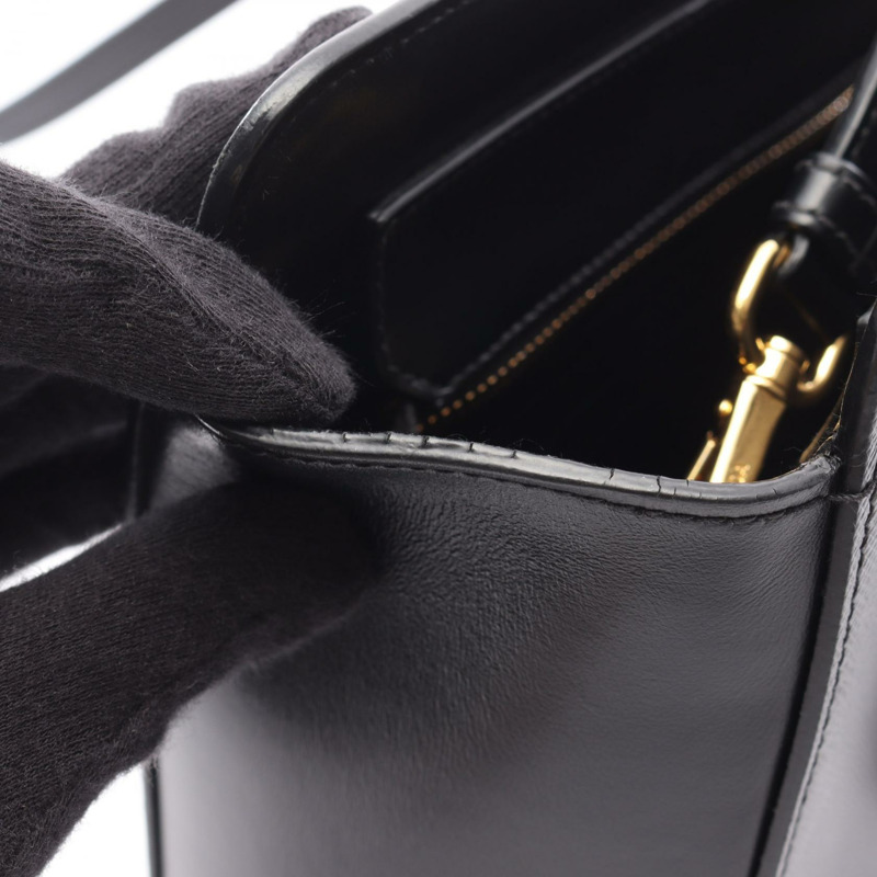 PRADA SAFFIANO + SOFT CALF 單肩包 女士 Saffiano 皮革 黑色 二手-4