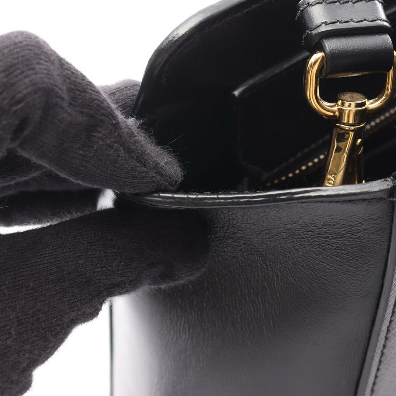 PRADA SAFFIANO + SOFT CALF 單肩包 女士 Saffiano 皮革 黑色 二手-6