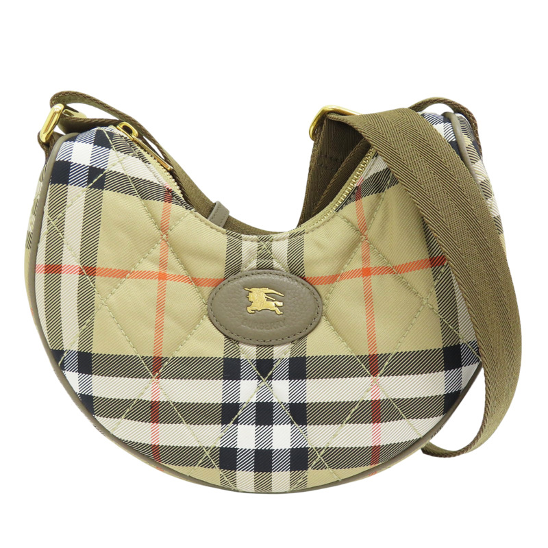 棕色 棉質 經典格紋 肩背包【BURBERRY 巴寶莉】 8111308-0